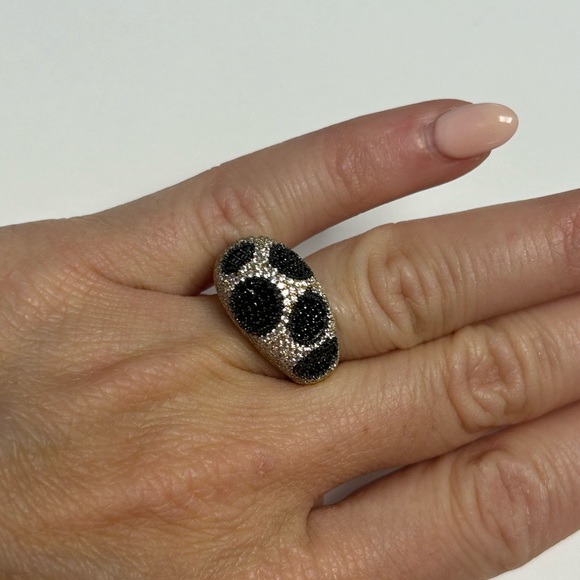 Suzy Levian Yellow Sterling Silver White Black CZ Ring NWT - Picture 4 of 6